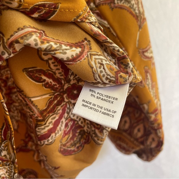 Evereve Britta Border Print Peasant Blouse Yellow Mustard xs New without tags - Picture 9 of 10